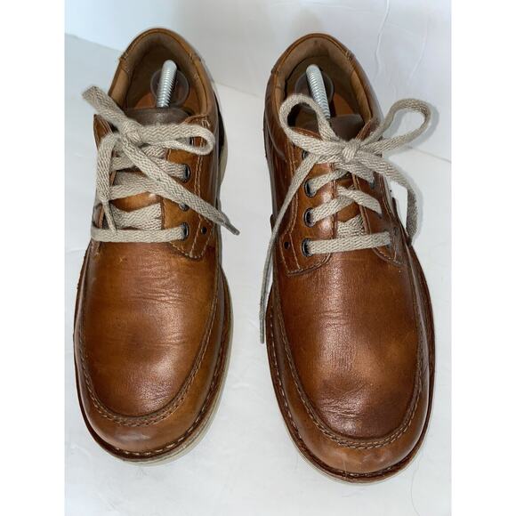 Mens Rockport Brown Leather Sz 10 Tie Trutech Full Arch Support Vibram Oxford - Picture 3 of 10